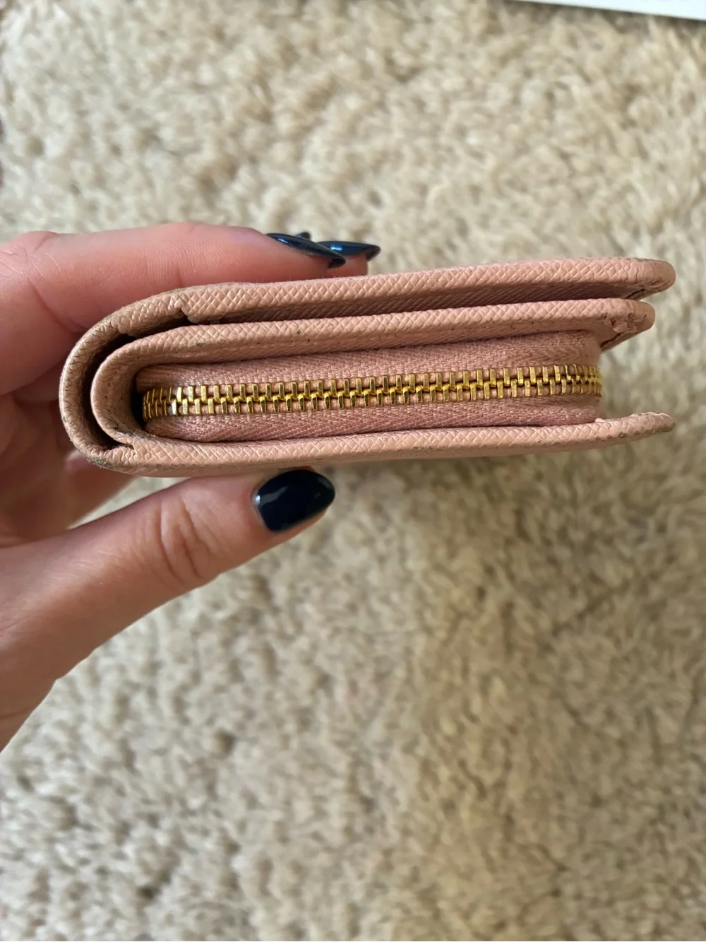 Prada pink saffiano leather wallet